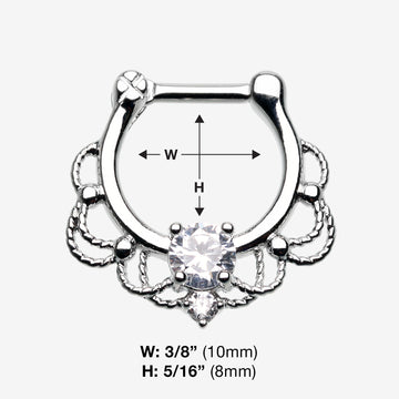 Detail View 1 of Turan Sparkle Septum Clicker Ring-Clear Gem